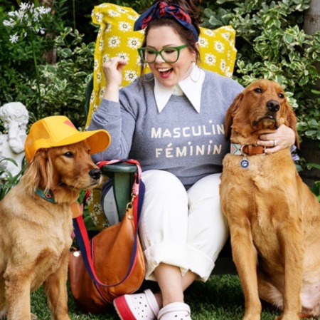 Georgette Falcone's mother Melissa McCarthy with her two dogs Harper and Betty.